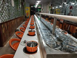 佛山樵森家具供应不锈钢旋转火锅餐桌 回转火锅 自助小火锅设备