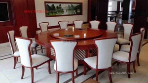 佛山樵森直供 电动餐桌转盘 实木餐桌椅 电动转盘圆桌