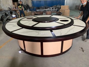 酒店新中式电动大圆桌 电动转盘餐桌 自动餐桌 大理石电动餐桌